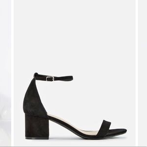 Black suede heeled sandals
